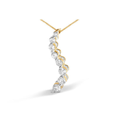AGS Certified 14k Yellow Gold 3.0 Cttw Baguette and Brilliant Round-Cut Diamond Journey 18" Pendant Necklace (G-H Color, I1-I2 Clarity) Bids.com