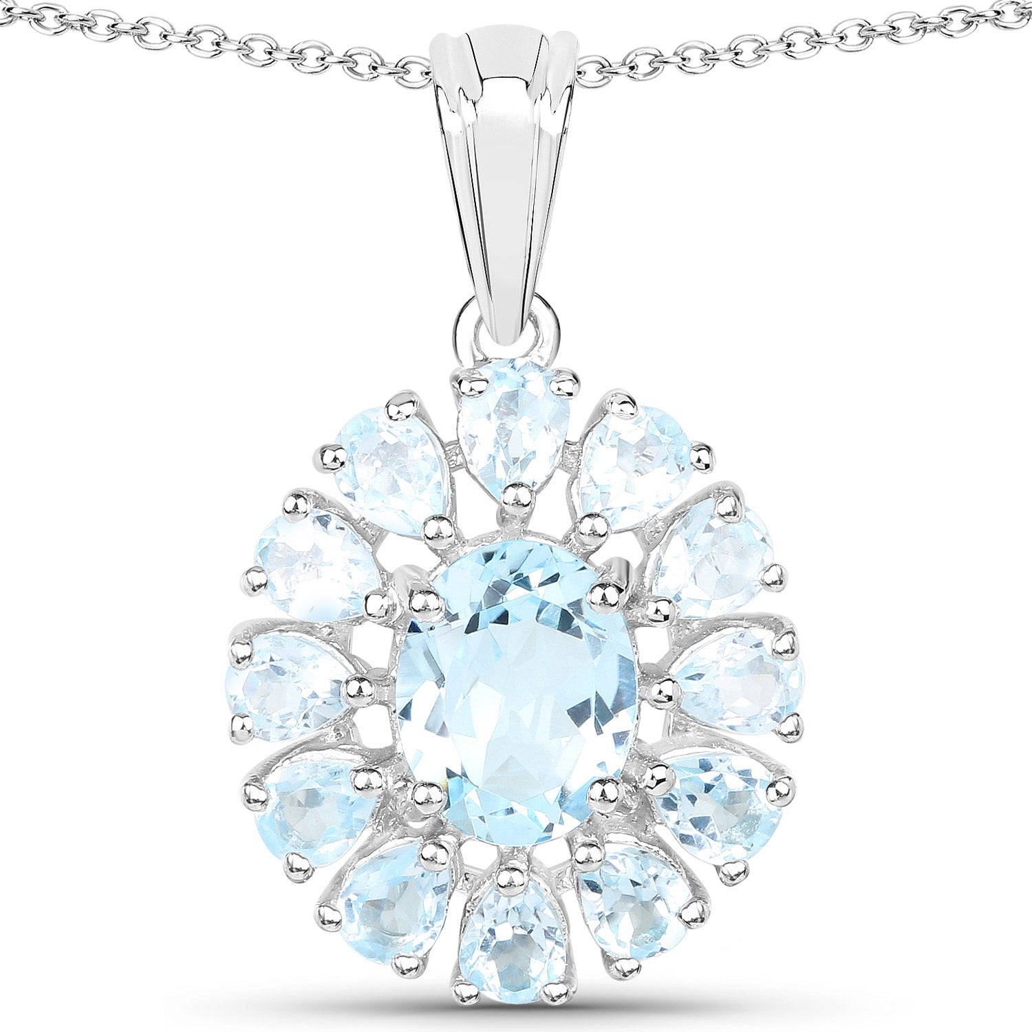 14.02 Carat Genuine Blue Topaz and White Topaz .925 Sterling Silver 3 Piece Jewelry Set (Ring, Earrings, and Pendant w/ Chain) Bids.com