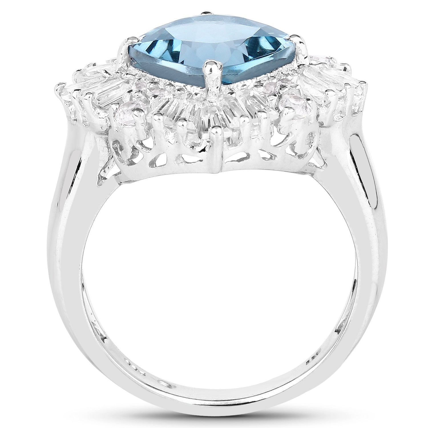 5.19 Carat Genuine London Blue Topaz & White Topaz .925 Sterling Silver Ring Bids.com