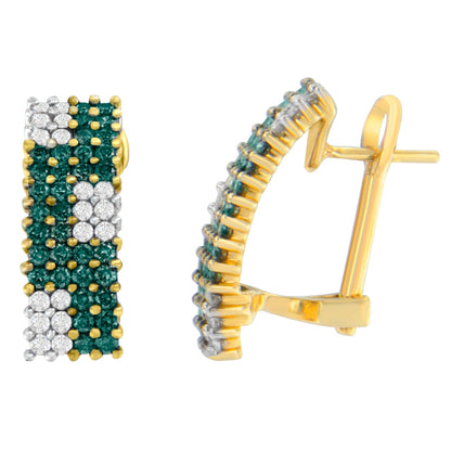 14K Yellow Gold 2 cttw White and Treated Blue Diamond Earrings (H-I, SI1-SI2) Bids.com
