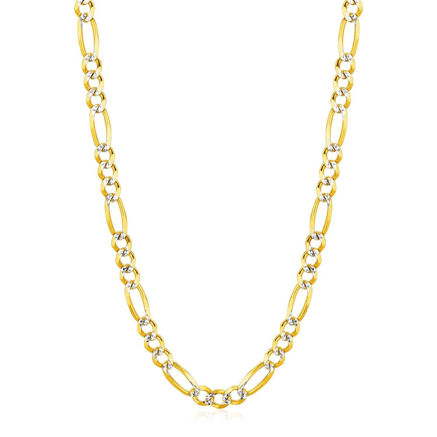 6.0mm 14K Yellow Gold Solid Pave Figaro Chain Bids.com