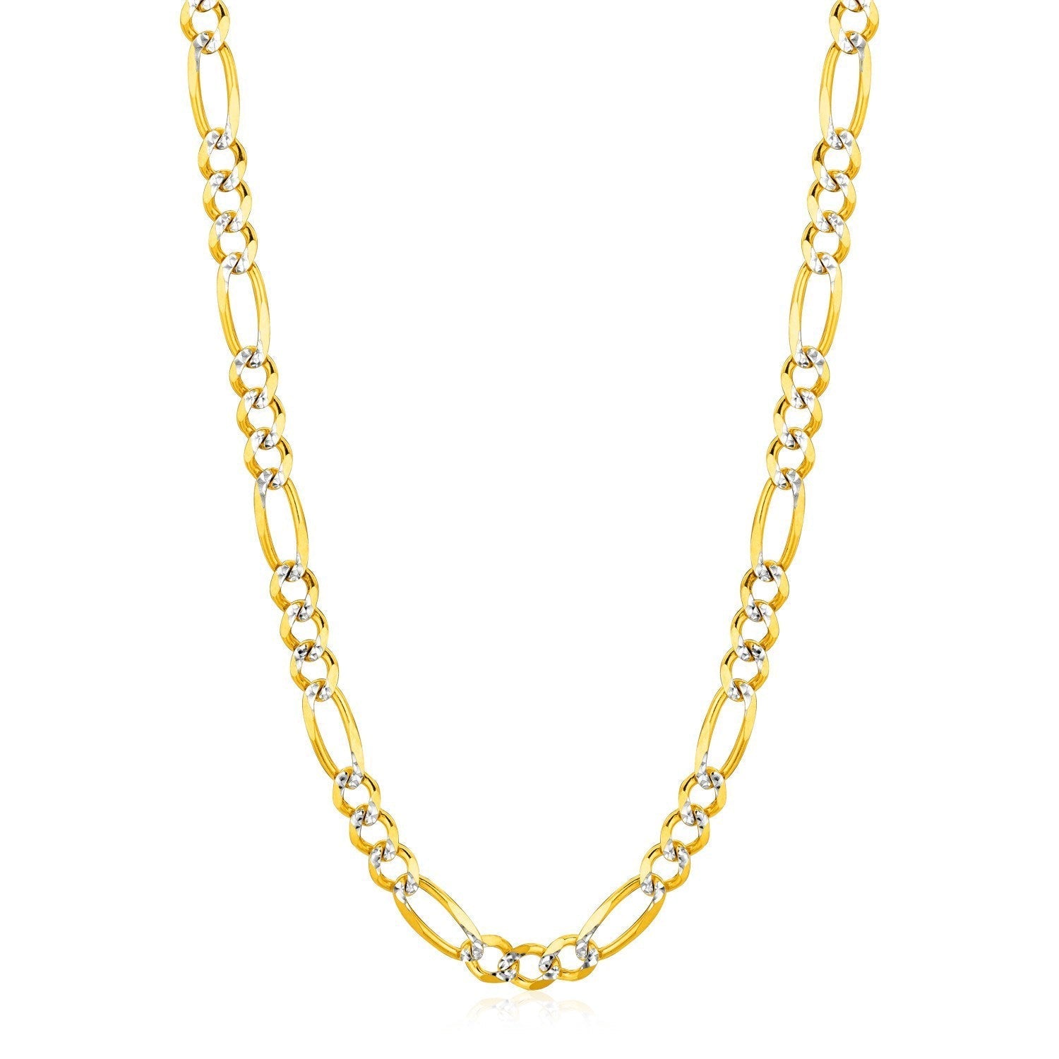6.0mm 14K Yellow Gold Solid Pave Figaro Chain Bids.com