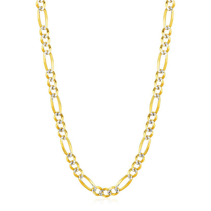 6.0mm 14K Yellow Gold Solid Pave Figaro Chain Bids.com
