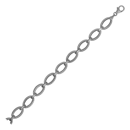Textured Oval Link Bracelet in 14k White Gold Bids.com