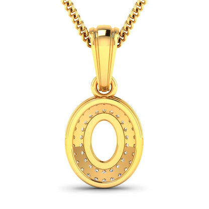0.17 Carat Genuine White Diamond 14K Yellow Gold Semi Mount Pendant - holds 7x5mm Oval Gemstone Bids.com