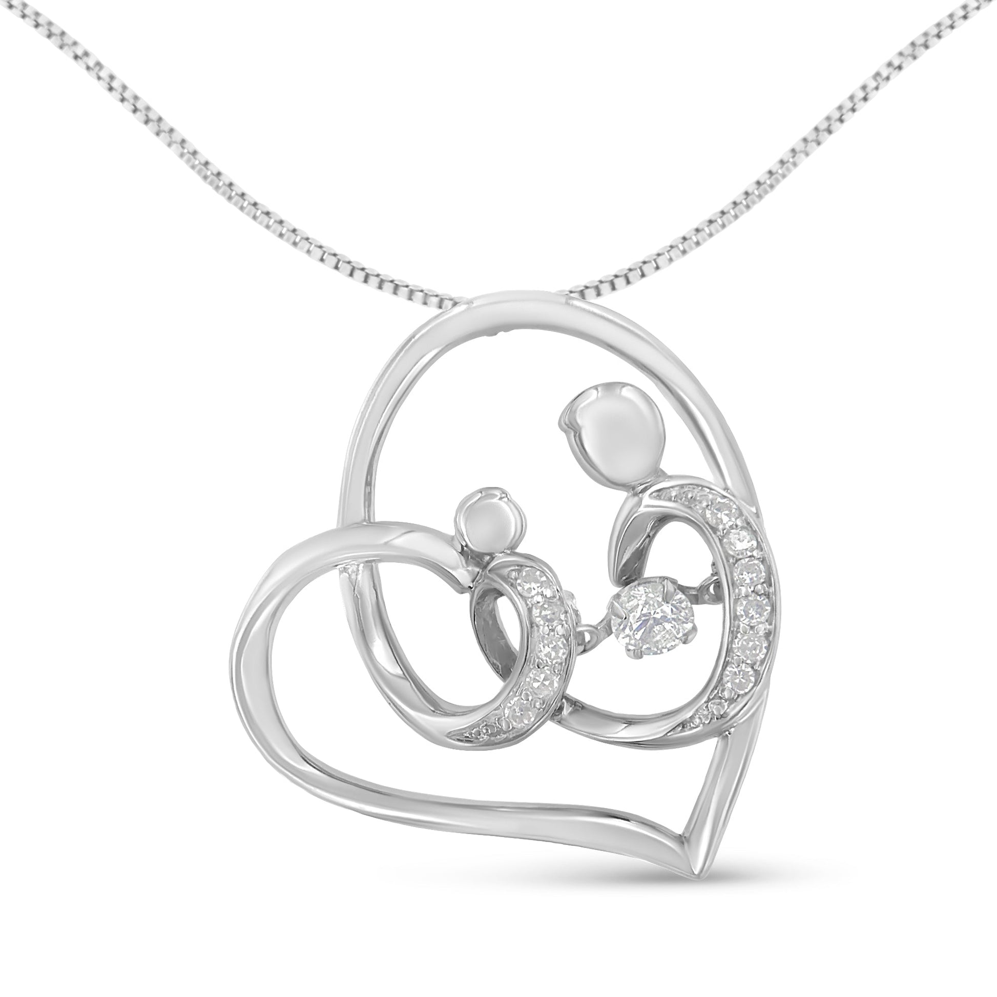 .925 Sterling Silver 1/6 cttw Diamond Heart Pendant Necklace (H-I, I1-I2) Bids.com
