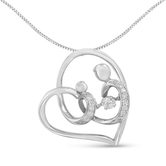 .925 Sterling Silver 1/6 cttw Diamond Heart Pendant Necklace (H-I, I1-I2) Bids.com