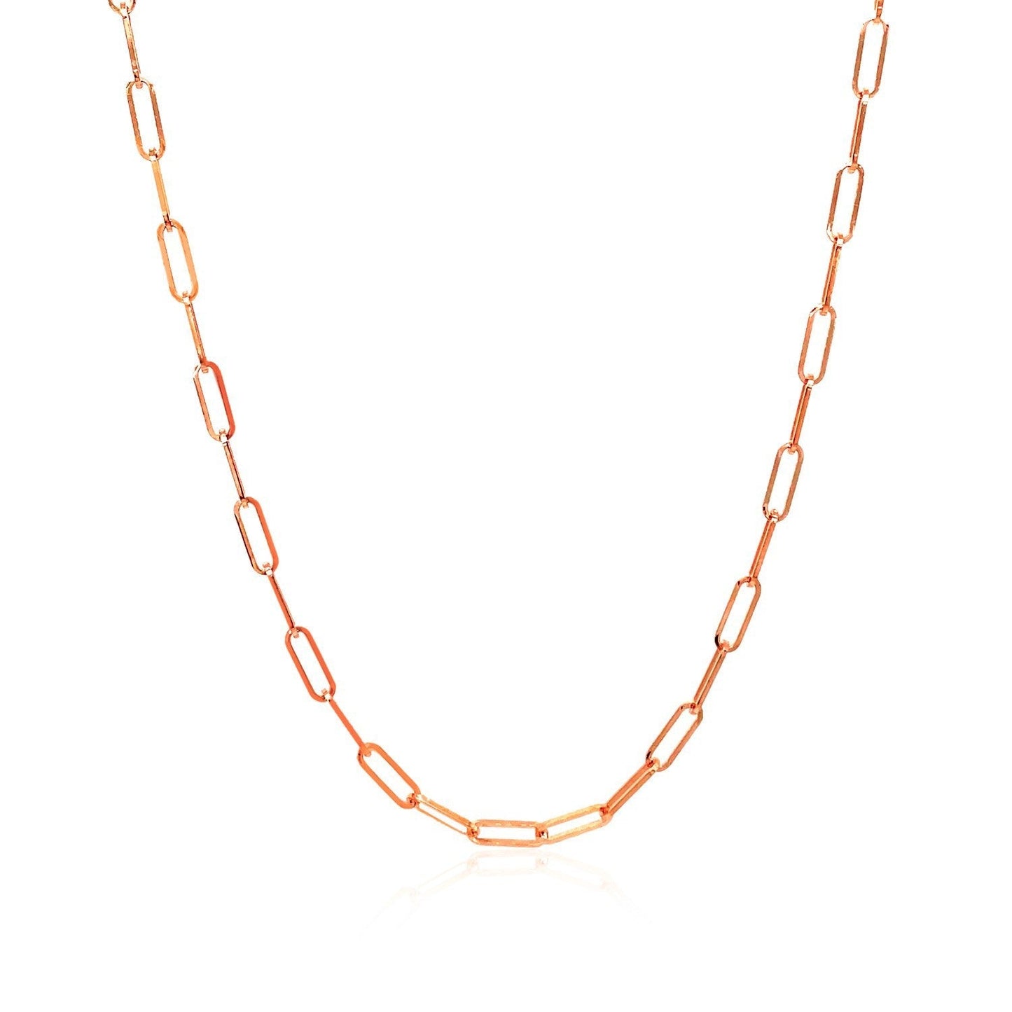 14K Rose Gold Delicate Paperclip Chain (2.1mm) Bids.com