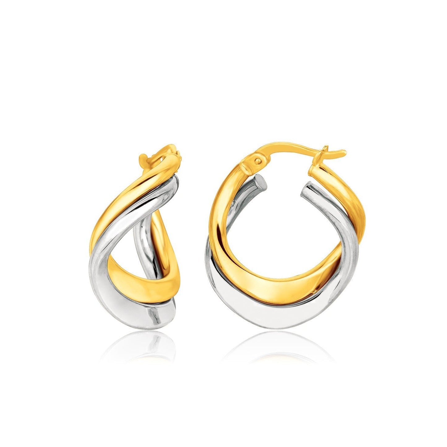 14k Two Tone Gold Earrings in Fancy Double Twist Style Bids.com