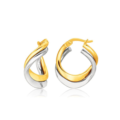14k Two Tone Gold Earrings in Fancy Double Twist Style Bids.com
