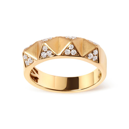 14K Yellow Gold 1/4 Cttw White Diamond Pyramid Band Ring (G-H Color, SI1-SI2 Clarity)- Size 7 Bids.com