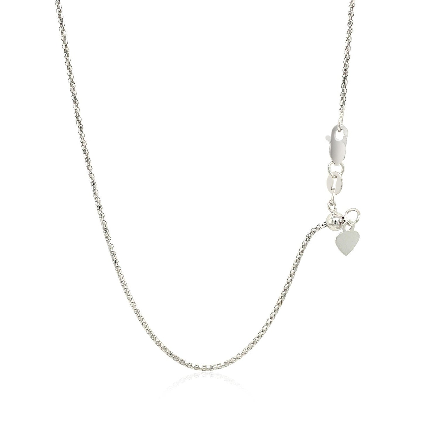 14k White Gold Adjustable Popcorn Chain 1.3mm Bids.com