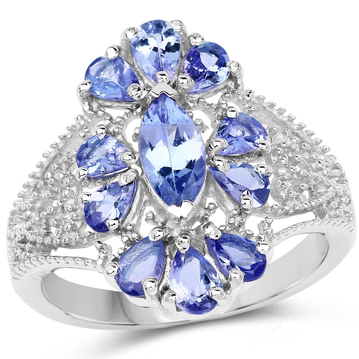2.07 Carat Genuine Tanzanite .925 Sterling Silver Ring Bids.com