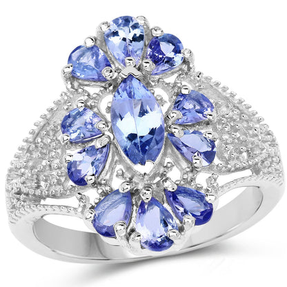 2.07 Carat Genuine Tanzanite .925 Sterling Silver Ring Bids.com