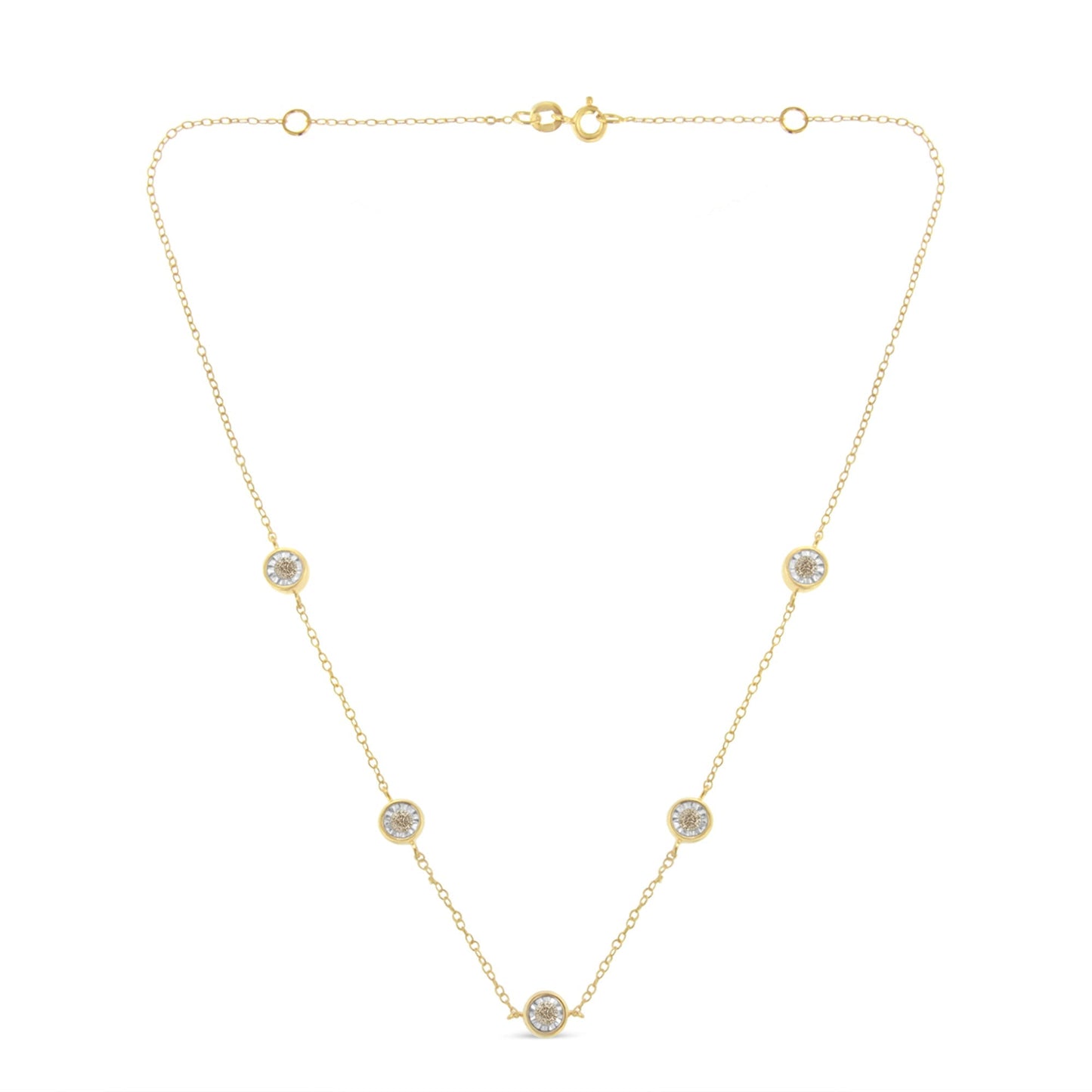 Yellow Color Plated Sterling Silver Diamond Station Necklace (1/2 cttw, K-L Color, I2-I3 Clarity) Bids.com