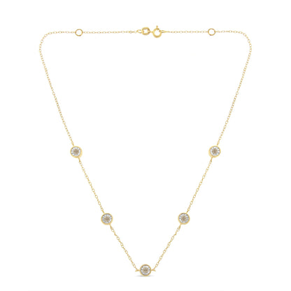 Yellow Color Plated Sterling Silver Diamond Station Necklace (1/2 cttw, K-L Color, I2-I3 Clarity) Bids.com