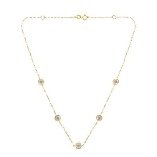 Yellow Color Plated Sterling Silver Diamond Station Necklace (1/2 cttw, K-L Color, I2-I3 Clarity) Bids.com