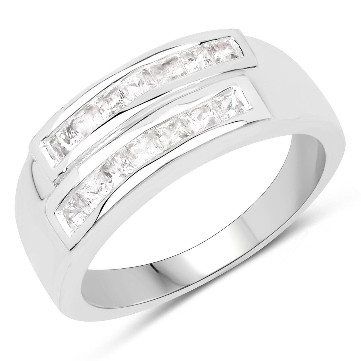 0.70 Carat Genuine White Sapphire .925 Sterling Silver Ring Bids.com