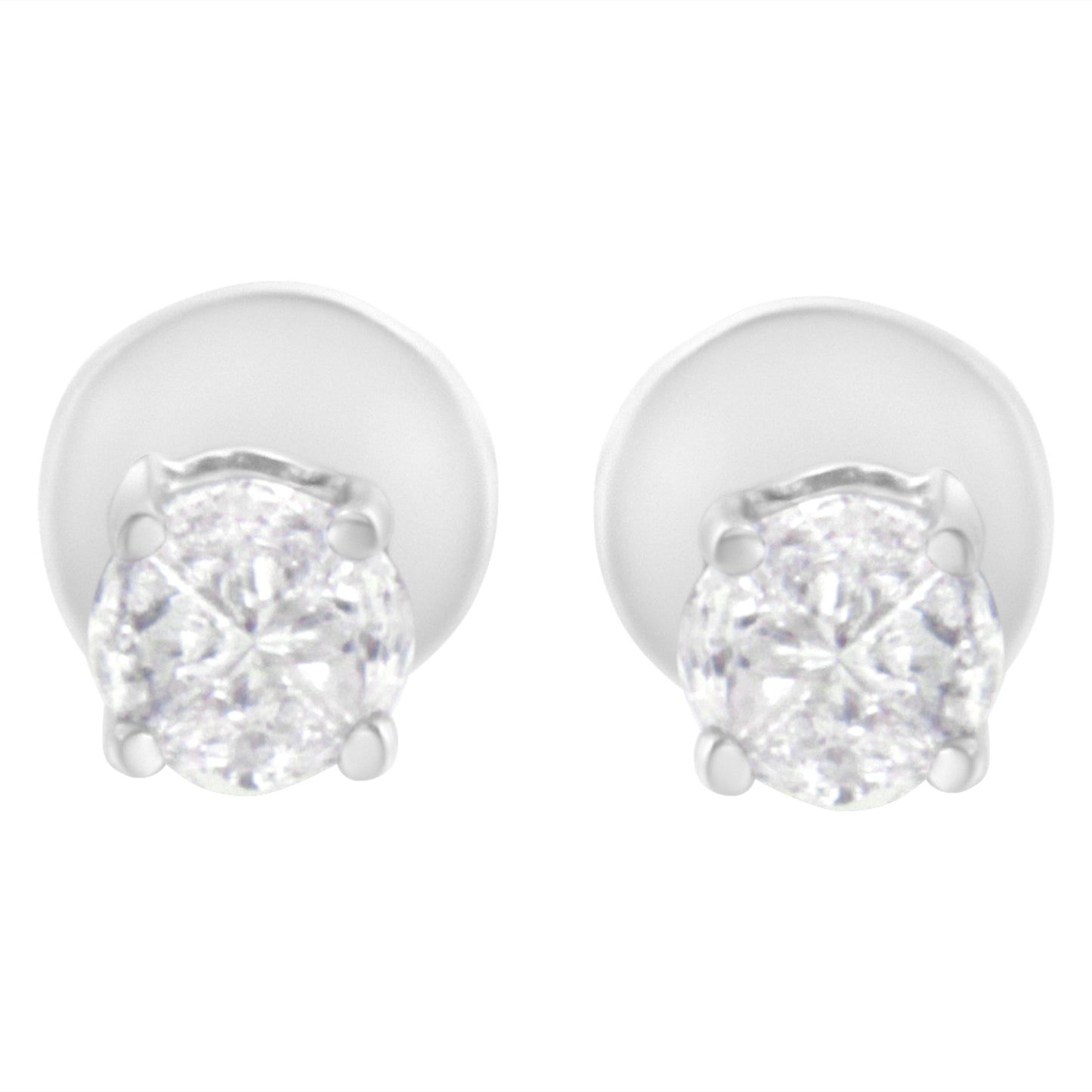 14K White Gold 1/2 Cttw Pie-Cut Diamond Solitaire Stud Earrings (H-I Color, SI1-SI2 Clarity) Bids.com