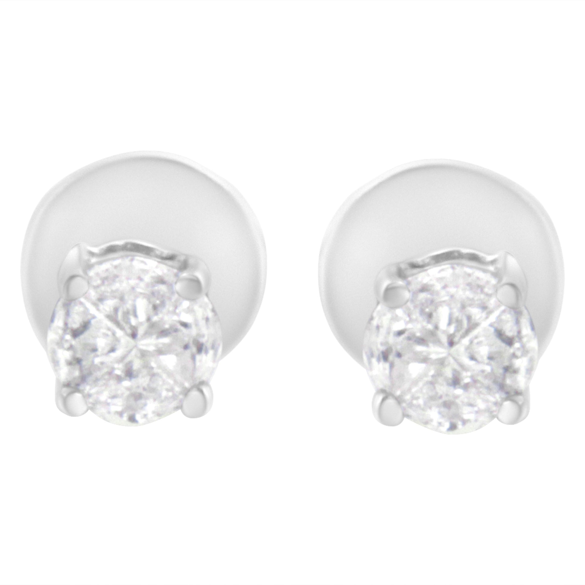 14K White Gold 1/2 Cttw Pie-Cut Diamond Solitaire Stud Earrings (H-I Color, SI1-SI2 Clarity) Bids.com