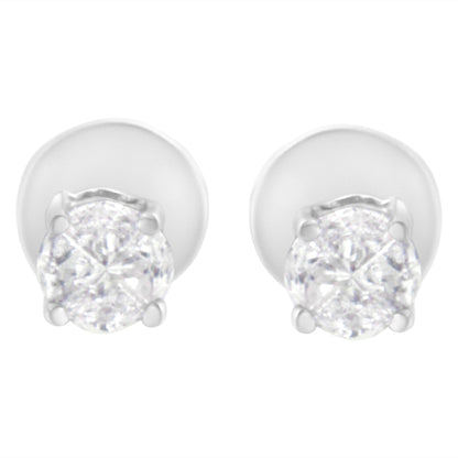 14K White Gold 1/2 Cttw Pie-Cut Diamond Solitaire Stud Earrings (H-I Color, SI1-SI2 Clarity) Bids.com