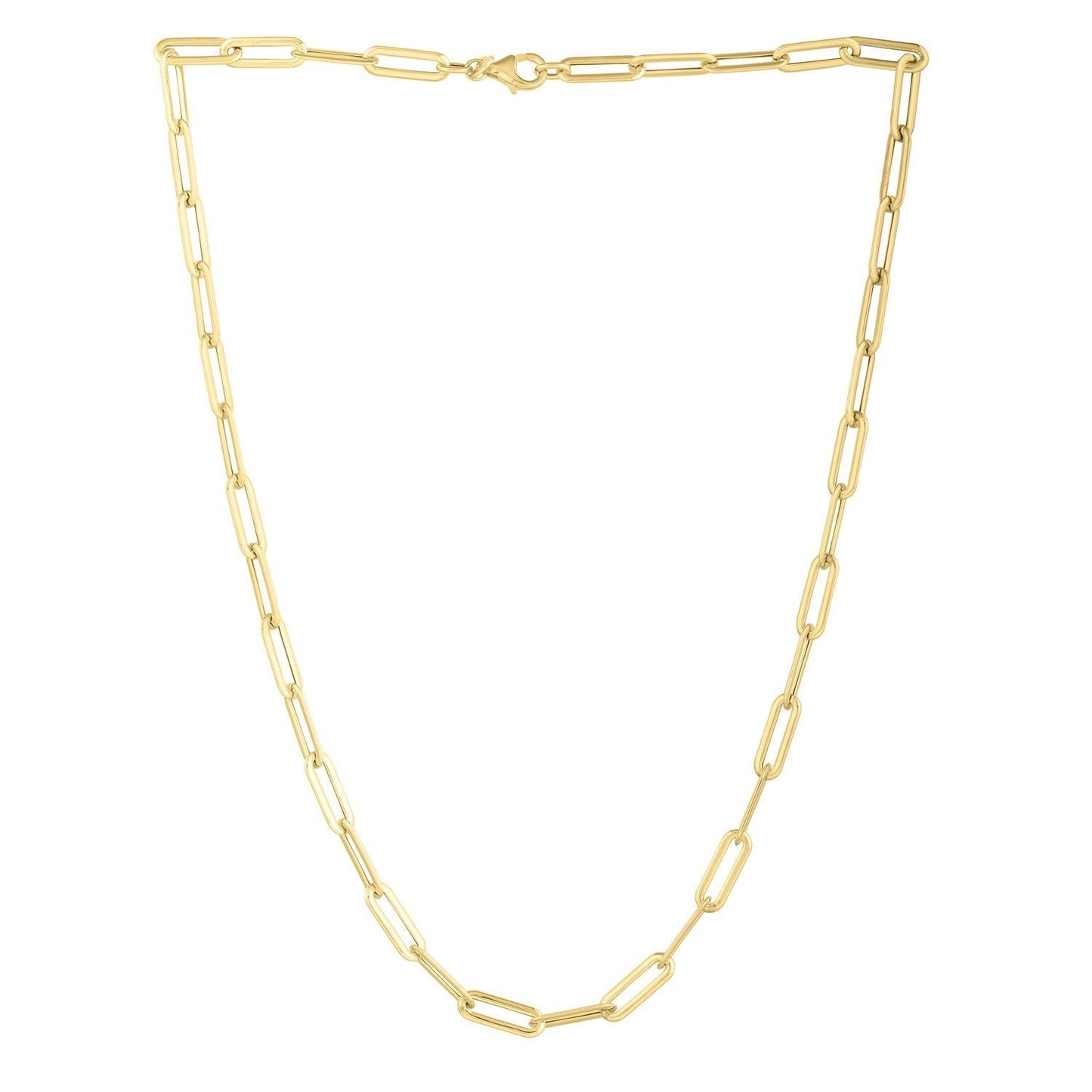 14k Yellow Gold Long Domed Paperclip Chain Necklace (4.80 mm) Bids.com
