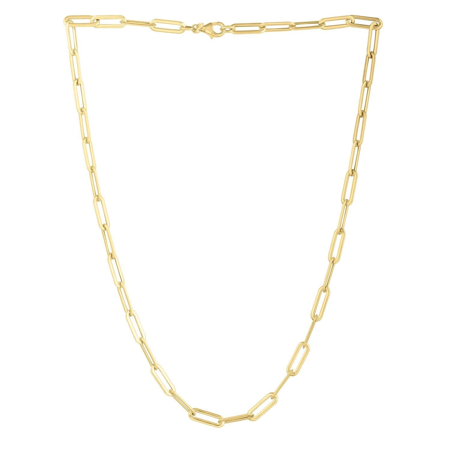 14k Yellow Gold Long Domed Paperclip Chain Necklace (4.80 mm) Bids.com