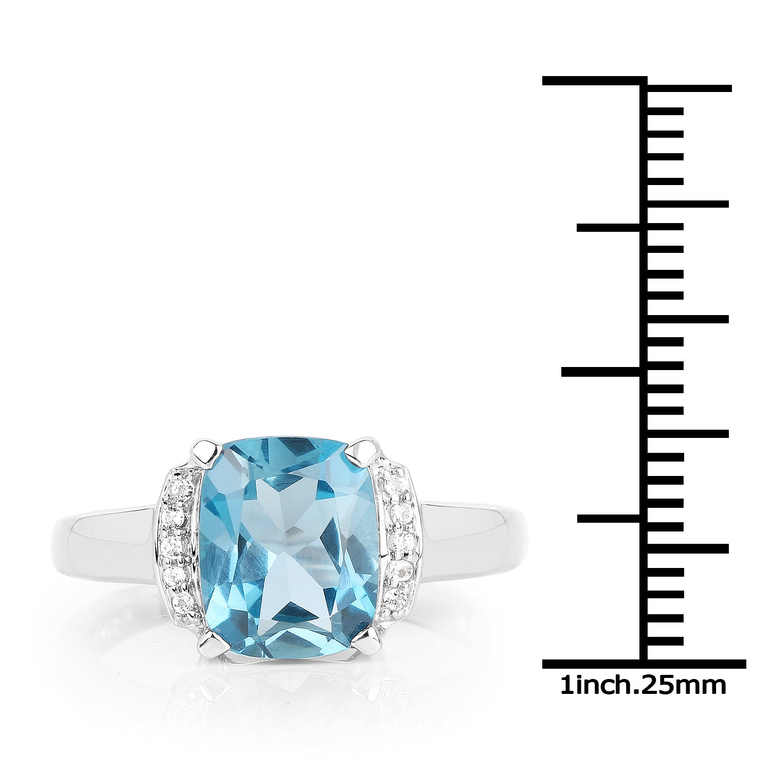 3.55 Carat Genuine London Blue Topaz & White Topaz .925 Sterling Silver Ring Bids.com