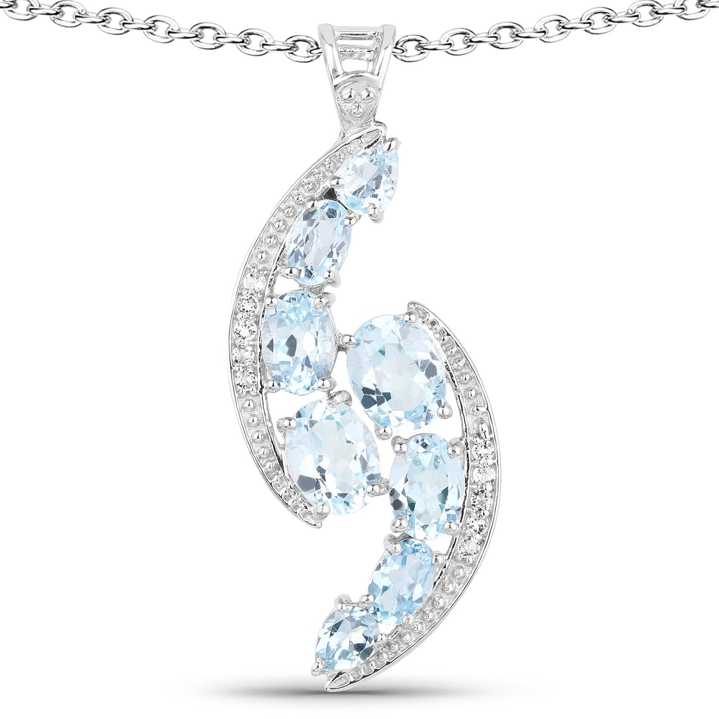 7.27 Carat Genuine Blue Topaz and White Topaz .925 Sterling Silver Pendant Bids.com