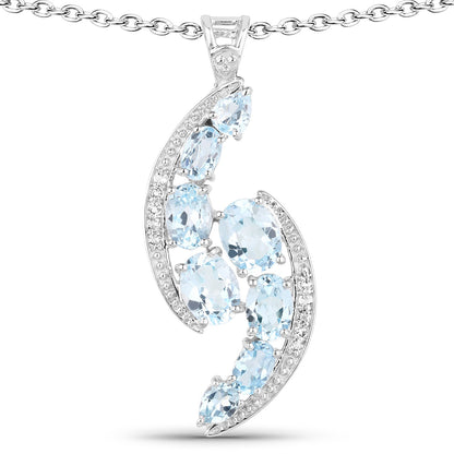 7.27 Carat Genuine Blue Topaz and White Topaz .925 Sterling Silver Pendant Bids.com