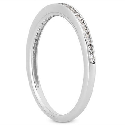 14k White Gold Slim Profile Diamond Channel Set Wedding Ring Band Bids.com