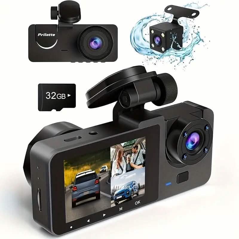 3-Channel 4K UHD Dash Cam Front, Rear and Inside with 32GB SD Card DailySale