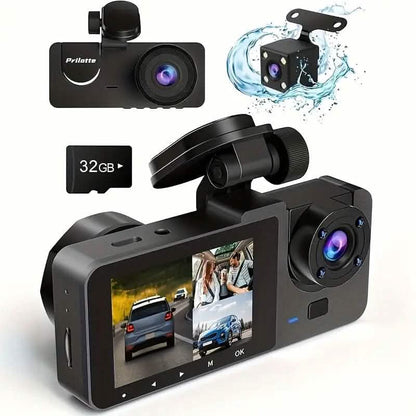 3-Channel 4K UHD Dash Cam Front, Rear and Inside with 32GB SD Card DailySale