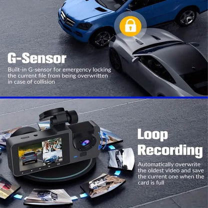 3-Channel 4K UHD Dash Cam Front, Rear and Inside with 32GB SD Card DailySale
