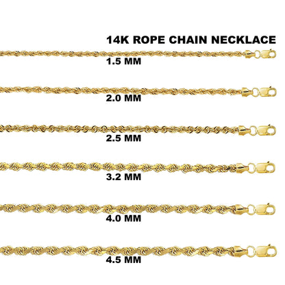 14K Yellow Gold Rope Diamond Cut Chain Necklace DailySale
