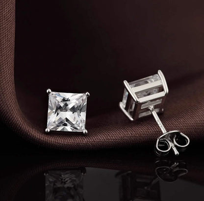 4MM Sterling Silver Princess Cut Crystal Studs DailySale