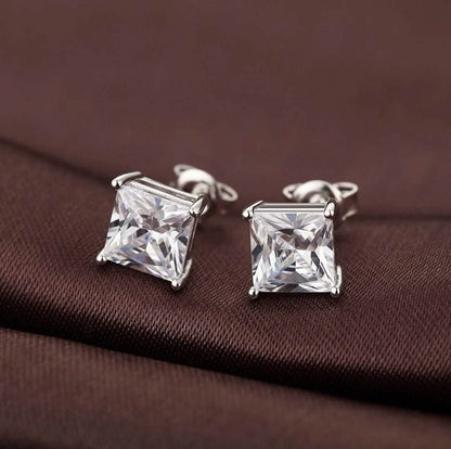 4MM Sterling Silver Princess Cut Crystal Studs DailySale