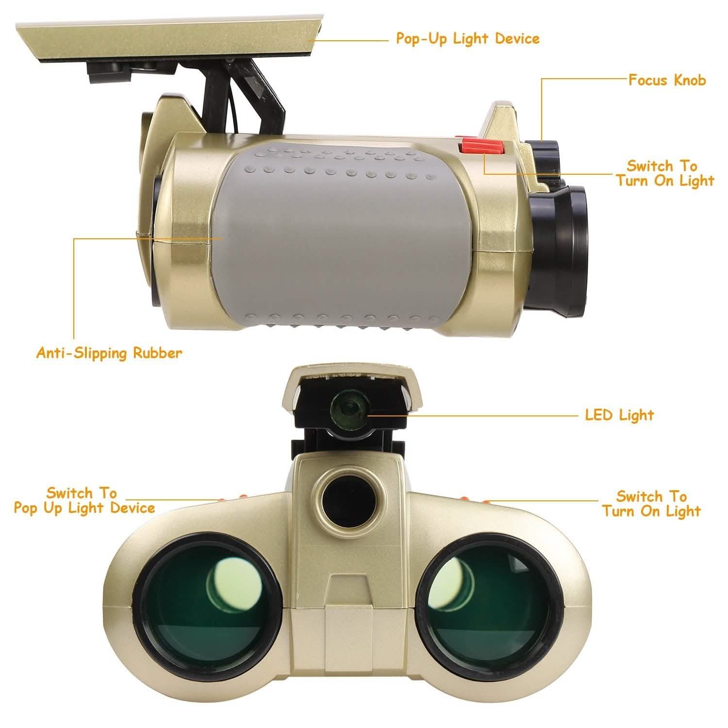 4x30 Kid Toy Night Vision Binoculars with Pop-Up LED Light DailySale