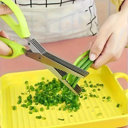 5-Blade Stainless Steel Herb Scissors Set - Versatile Kitchen Shears DailySale