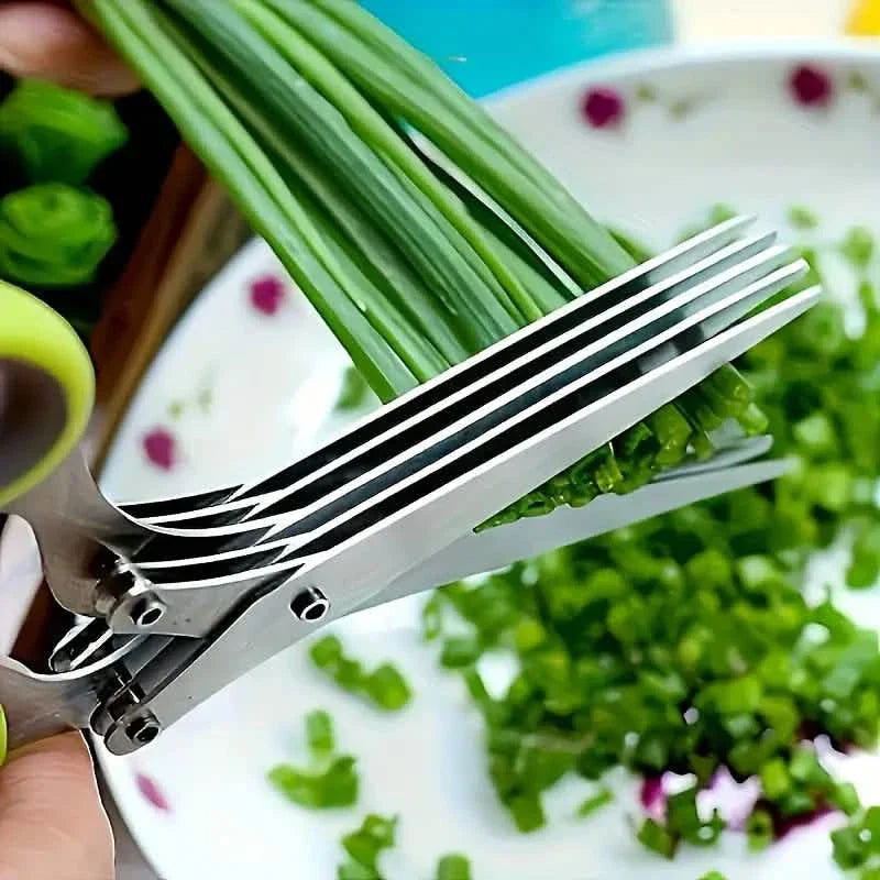 5-Blade Stainless Steel Herb Scissors Set - Versatile Kitchen Shears DailySale