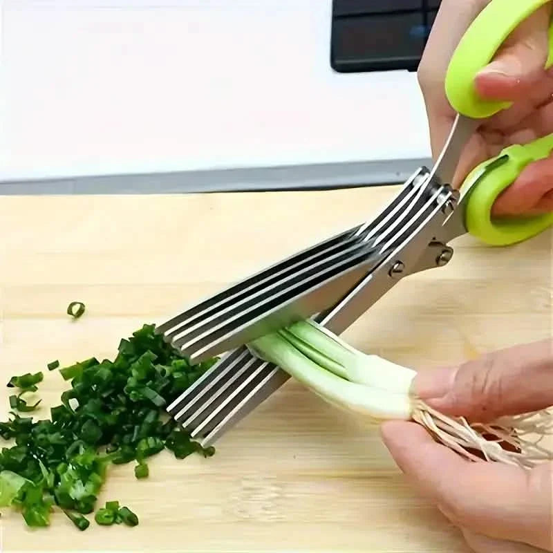 5-Blade Stainless Steel Herb Scissors Set - Versatile Kitchen Shears DailySale