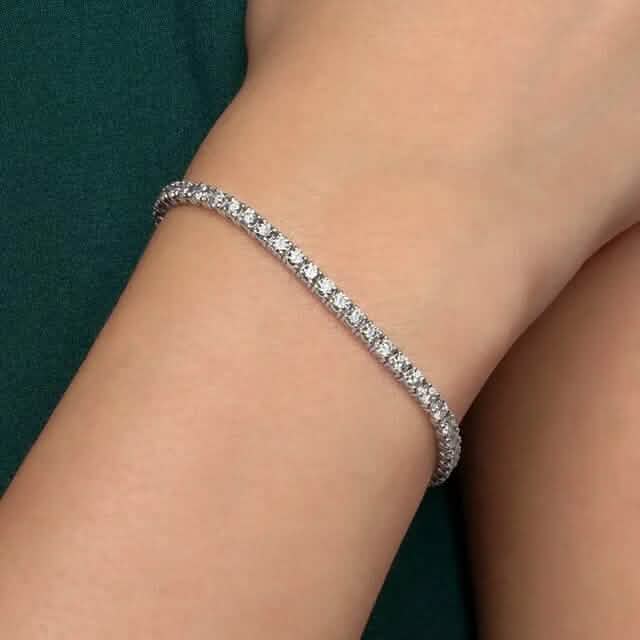 5 Cts Lab-Grown Round Brilliant Cut Diamonds Tennis Bracelet in 14K White Gold DailySale
