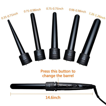 5-in-1 Curling Iron Wand Set Hair Curler Set With 5 Interchangeable Barrels Roller DailySale