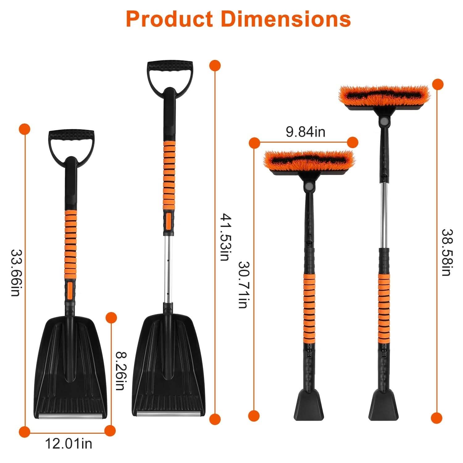 5-in-1 Detachable 180° Adjustable Ice Scraper Snow Shovel DailySale