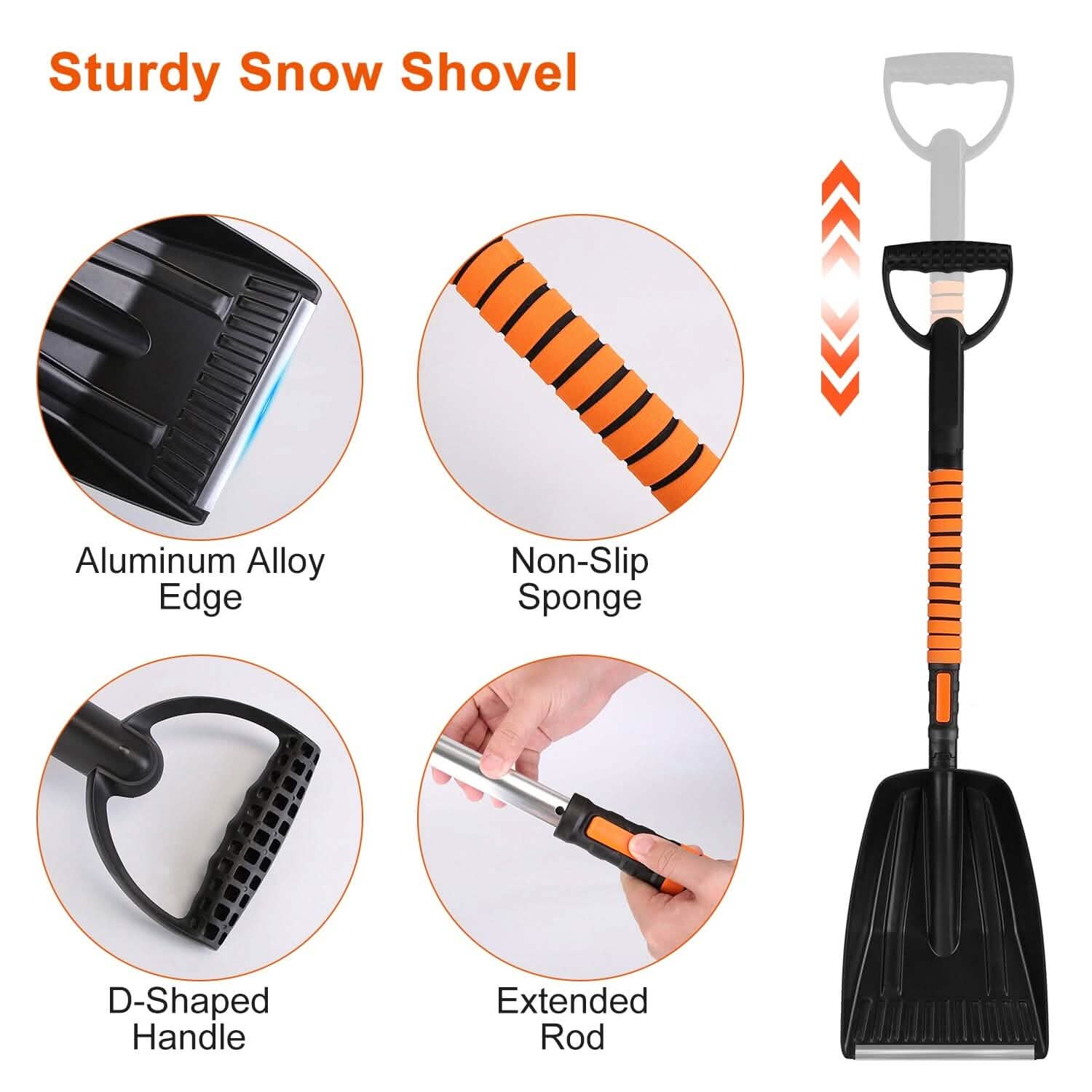 5-in-1 Detachable 180° Adjustable Ice Scraper Snow Shovel DailySale