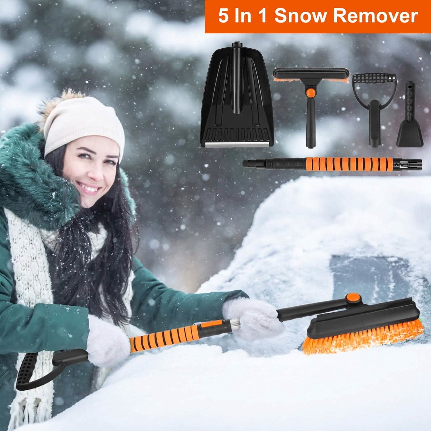 5-in-1 Detachable 180° Adjustable Ice Scraper Snow Shovel DailySale
