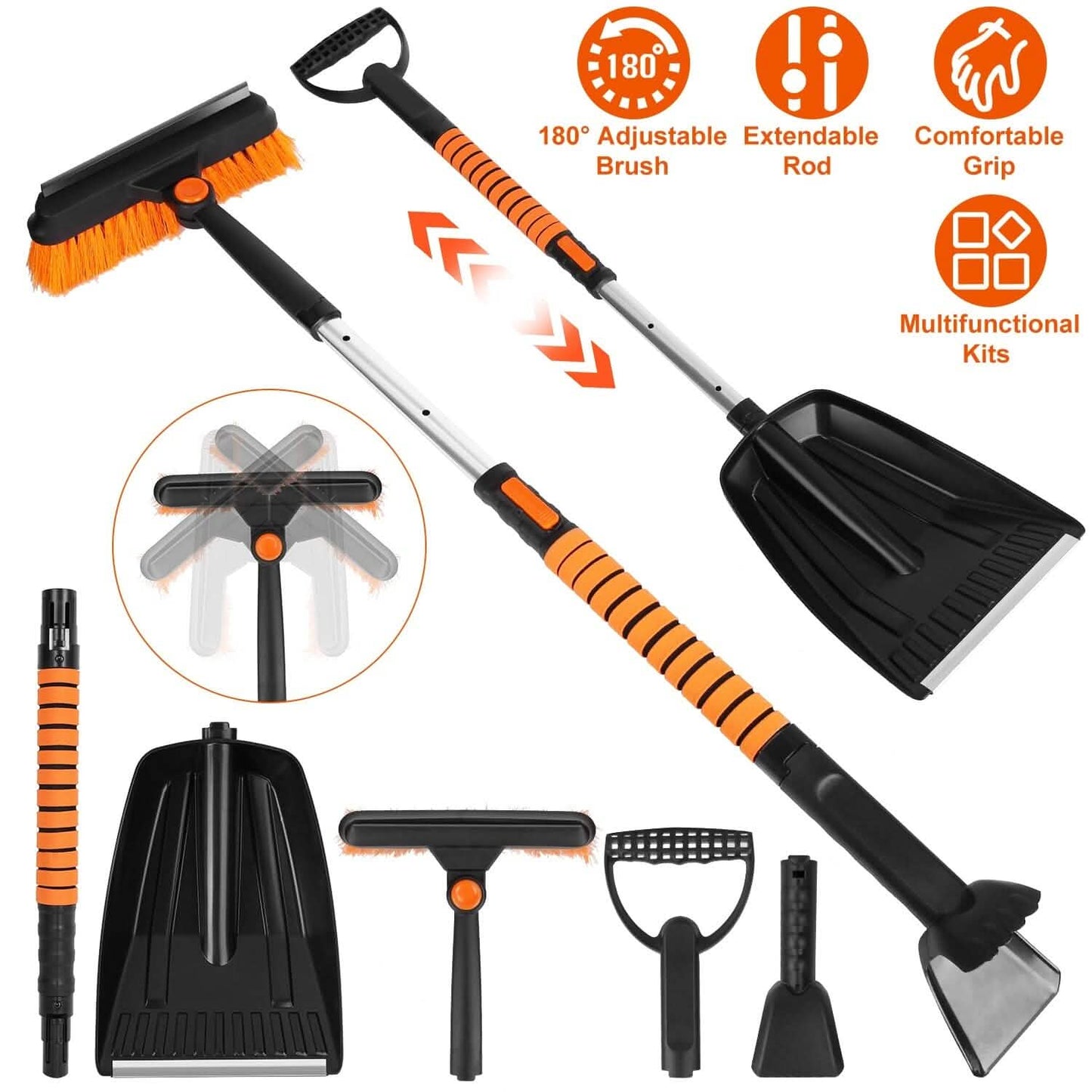 5-in-1 Detachable 180° Adjustable Ice Scraper Snow Shovel DailySale