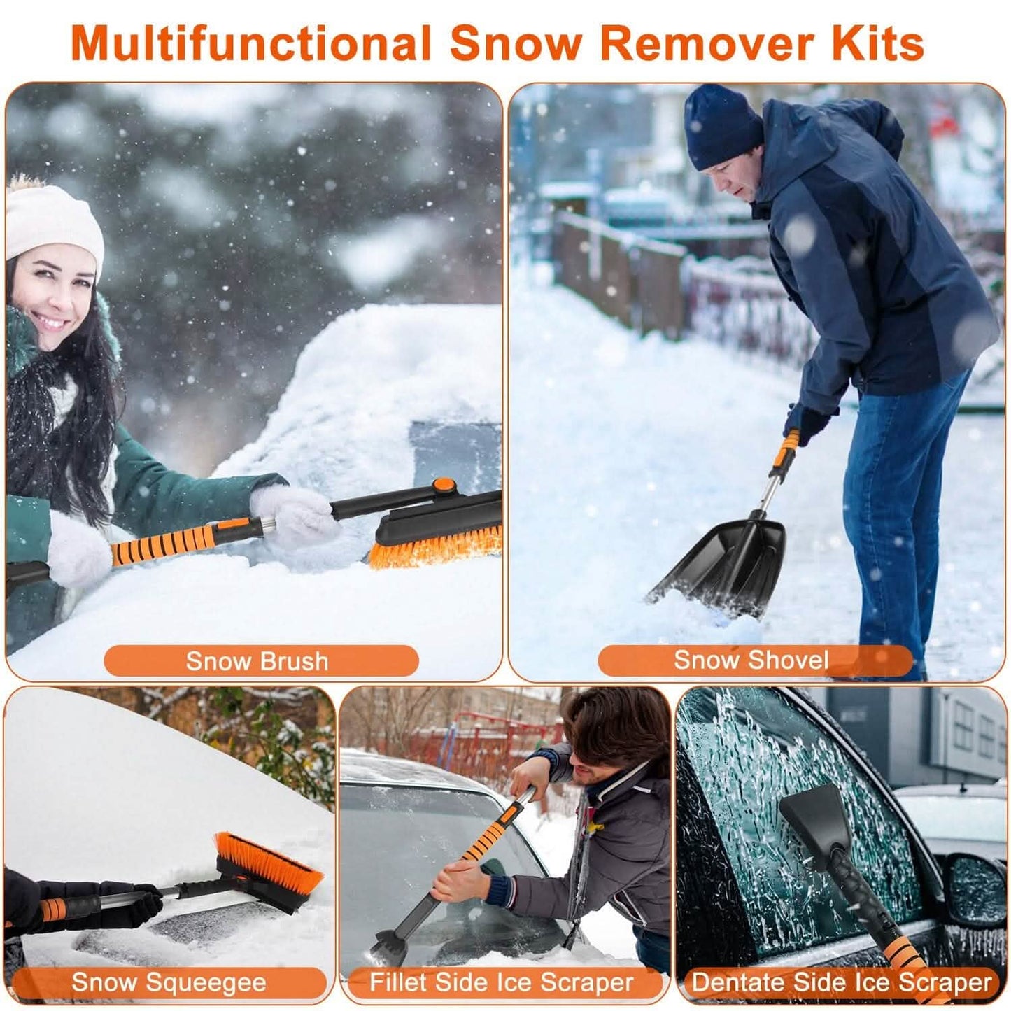 5-in-1 Detachable 180° Adjustable Ice Scraper Snow Shovel DailySale