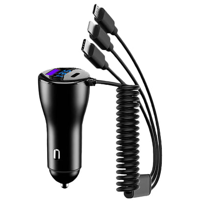 5-in-1 Fast Charge Car Charger QC PD USB Type C LT 5 Port with 4ft Coiled Cable DailySale
