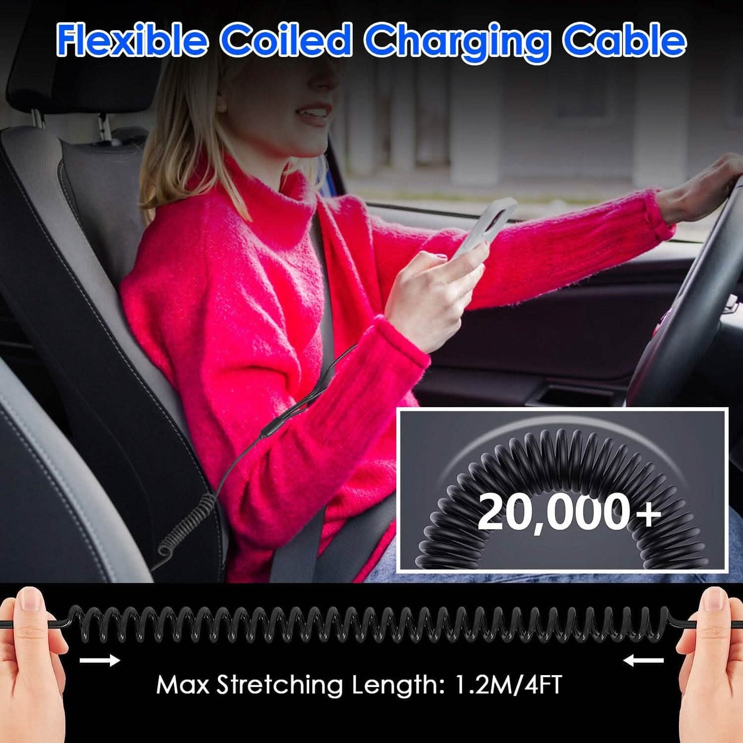 5-in-1 Fast Charge Car Charger QC PD USB Type C LT 5 Port with 4ft Coiled Cable DailySale